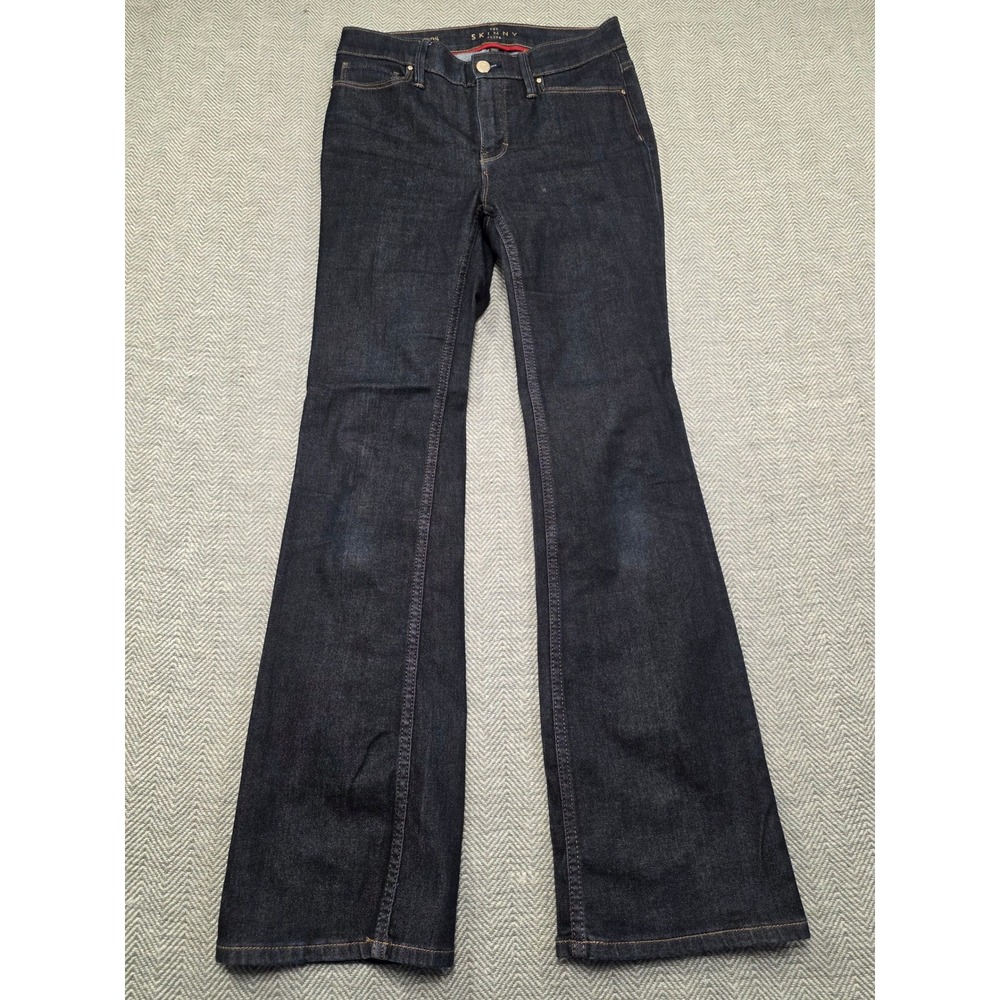 White House Black Market The Skinny Flare Jeans Dark Indigo High Rise 0S Stretch